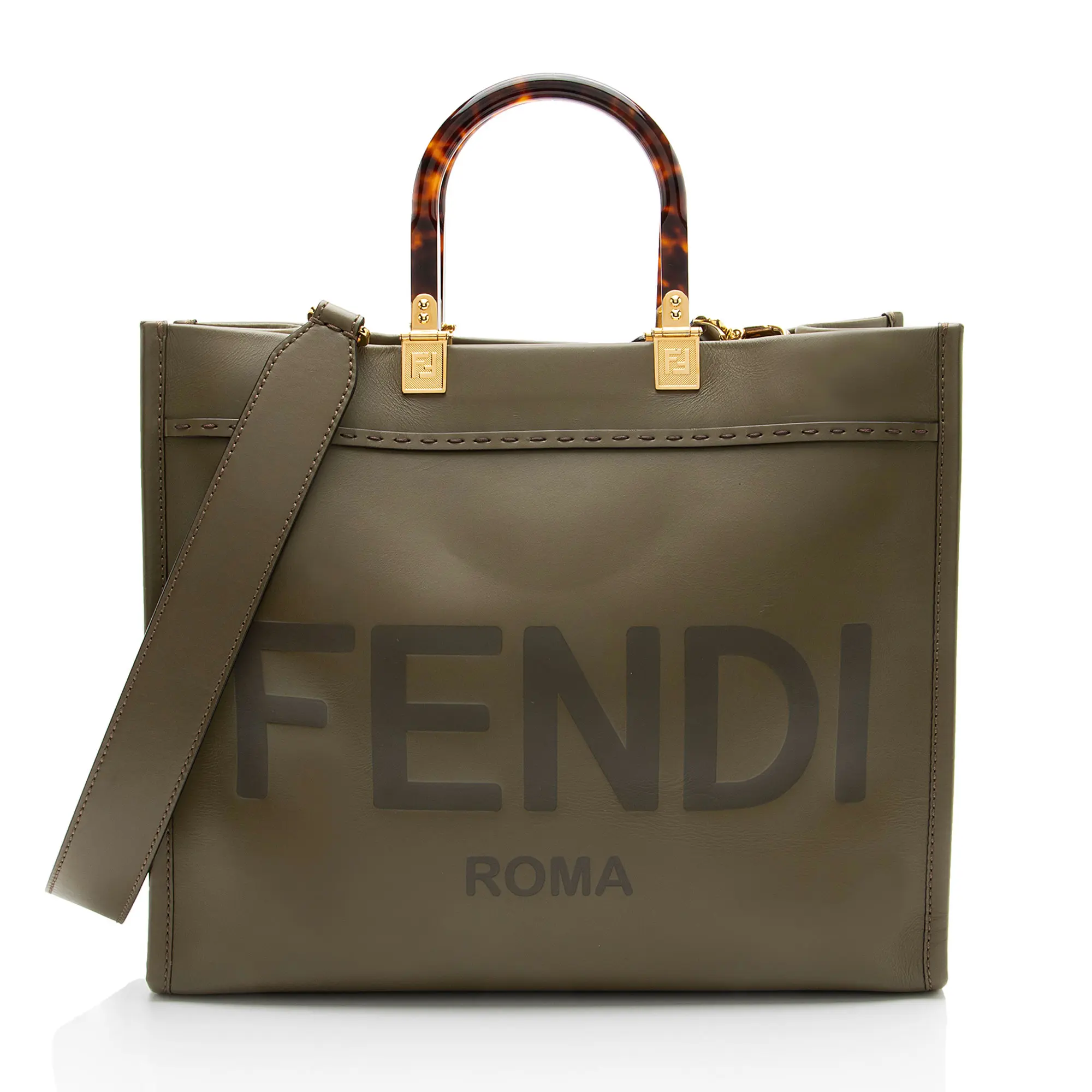 Pre-owned FENDI Leather Tote Bags Sunshine Medium Shopper Tote