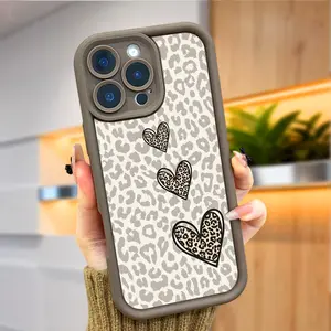 Leopard Heart Phone Case for iPhone 17 Air 16 Pro Max 15 Plus 14 13 12 11 XS X Full Body Protection Shockproof Soft Silicone Cover Festive Spirit Cellphone Protective
