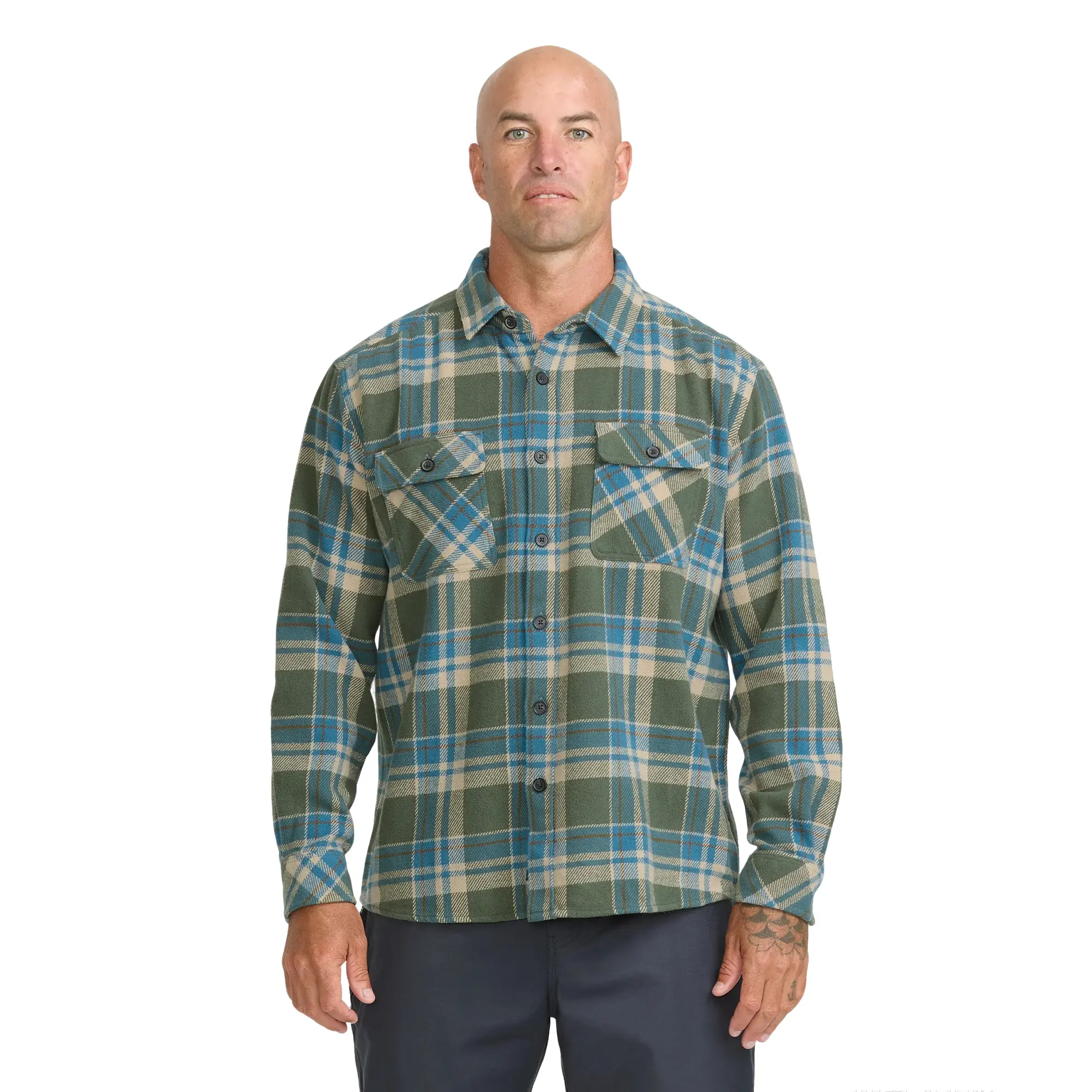 Quiksilver | Waterman Dover Long Sleeve Flannel Overshirt |100% Cotton Woven Flannel | Durable Warm Breathable Overshirt | Workwear Camping Everyday Layering Menswear Plaid