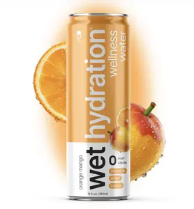 Wet Hydration Orange Mango with Electrolytes, Ginger, and Turmeric - 12-Pack Wellness Water