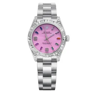 Rolex Oyster Perpetual 177200 Automatic 31mm with Aftermarket Pink Dial and Aftermarket Diamond Bezel in Stainless Steel WHT029950 Joyce