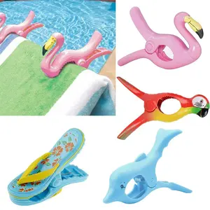 New Arrival Plastic Cute Animal Sun Chair Beach Towel Windproof Clip, 3/5/10 Pieces Set, Durable & Stylish Design for Outdoor Use
