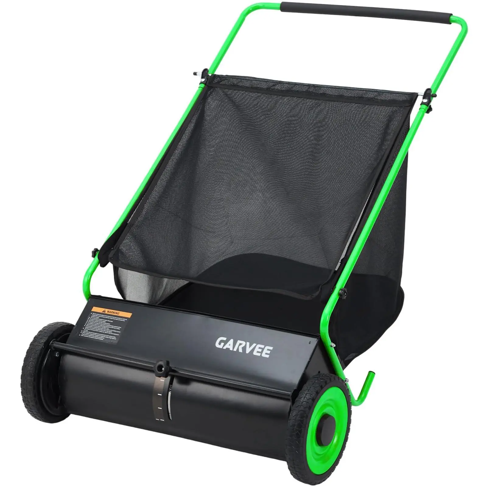 Push Yard Sweeper, 26 in Leaf & Grass Collector with 7 cu. ft. Hopper Bag, Metal Frame, Adjustable Brushes, Quick Disassembly, Heavy Duty Tool for Lawn Cleanup