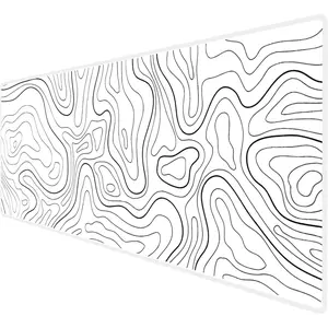 Large Gaming  Pad Extended XXL  Mat Long Desk Pad with Stitched Edges for Keyboard Home Office Gaming Work Big Desk Pad (35.4x15.7x0.12IN, 90x40),White Topographic