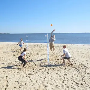 RallyHoops 7: Portable Full Court Volleyball and Basketball Game for Indoors and Outdoors - Backyard, Beach, Gym - Family, Teens, Athletes, Multi-Sport