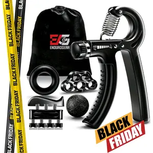 ENDUROGEAR 5-Piece Grip Strengthener Kit - Adjustable Resistance Hand Gripper, Finger Exerciser, Stress Relief Ball, Forearm, & Grip Strength Trainer. finger strengthener hand  extension