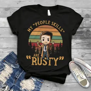 Castiel Supernatural My People Skills Are Rusty Cartoon Vintage T-Shirt, Winchesters Shirt, Dean Supernatural Shirt