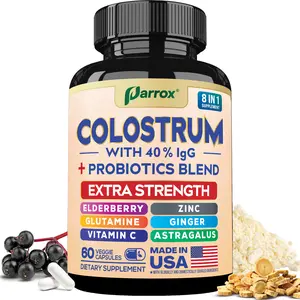 PARROX Colostrum 8 in 1 Supplement (40% lgG) - Probiotics Blend with Extra Strength Ingredients for Immune & Gut Support - Made in USA - 60 Capsules
