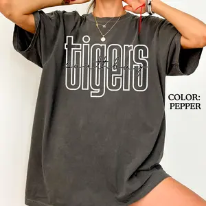 Comfort Colors Custom School Spirit Shirt, Football Shirt, School Logo Tee, Team Mascot Shirt Gift, Tigers Wildcats Panthers Eagles Shirt