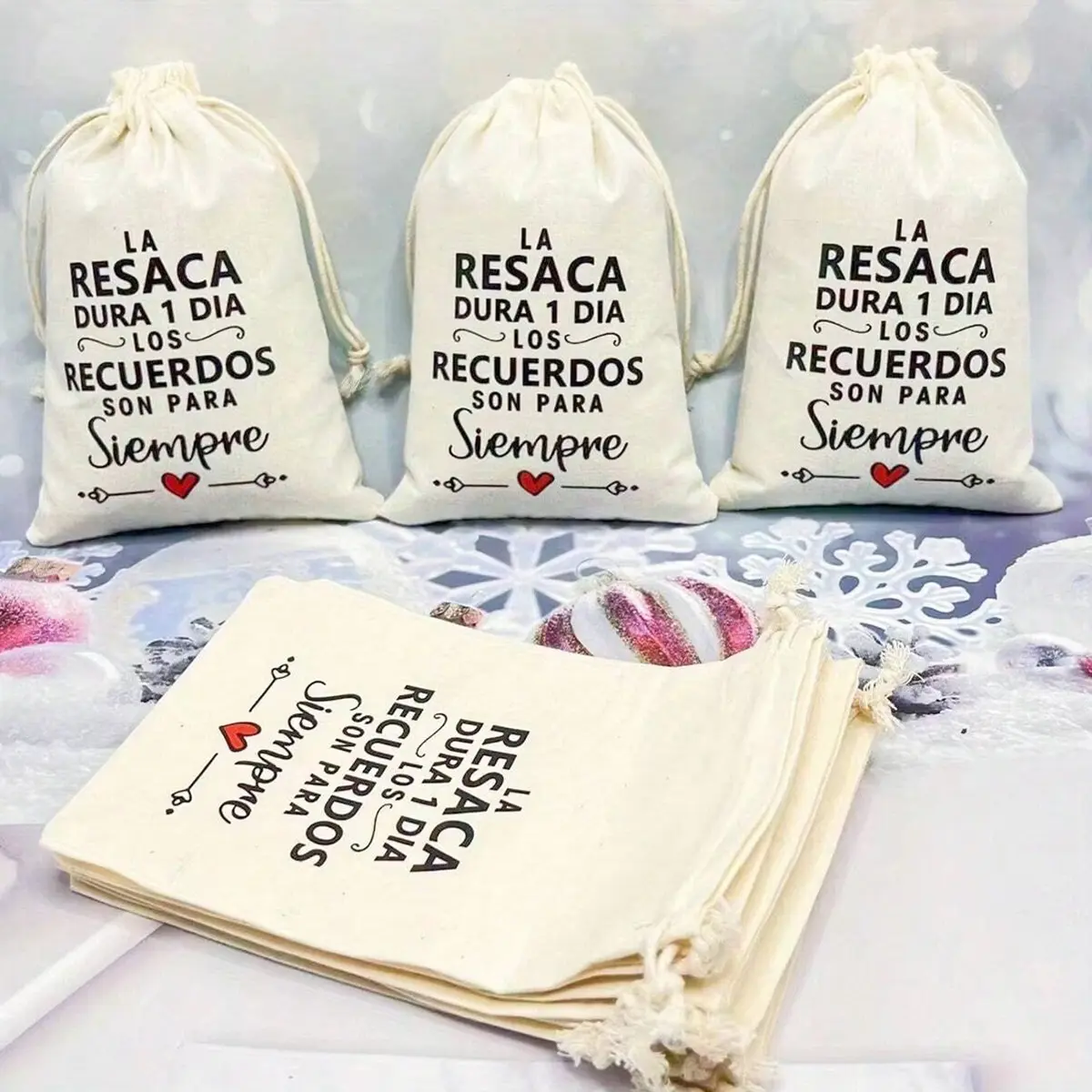 5/10/20 Pieces Beige Gift Packaging Bags, Spanish Wedding Hangover Drawstring Bags, Valentine's Day Party Gift Bags, Party Favor Packs, Goodie Bags Suitable For Parties, Gift Wrapping and Holidays