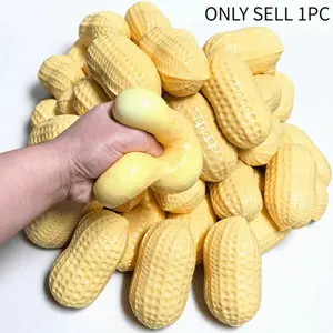 1pc Tong Le Yuan Peanut Squeeze Toy, Slow Rebound Stress Relief Toy, Tpr Realistic Peanut Shape, Adult Stress Relief Squeeze Toy