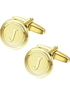 Initial Gold Cufflinks for Men Gold Cuff Links Personalized Copper CuffLinks Letter Cufflinks Gift for Groom Husband Father
