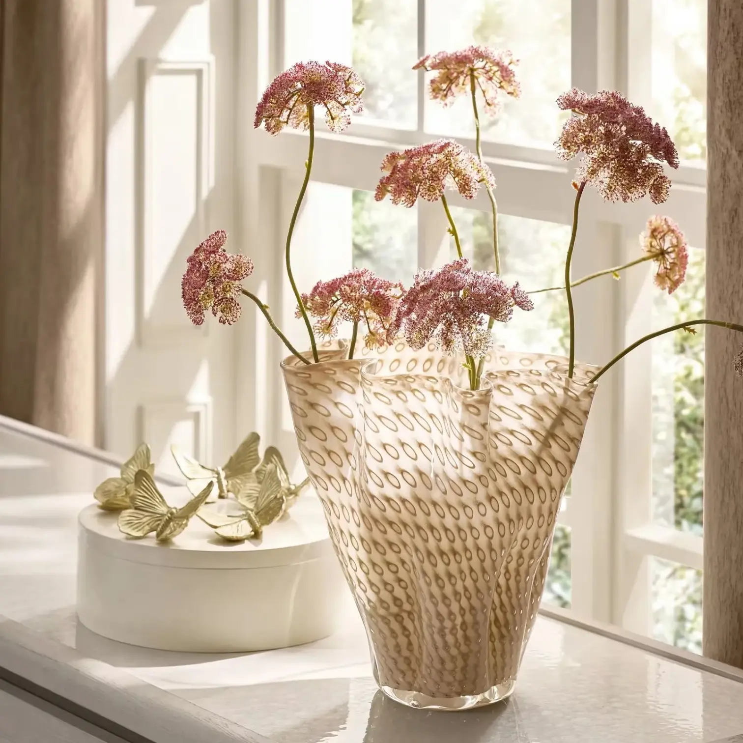 Z Gallerie Elle Tawny Glass Vase - Handblown Decorative Vase with Organic Sculptural Design, Modern Centerpiece for Living Room, Dining Table & Luxury Home Decor