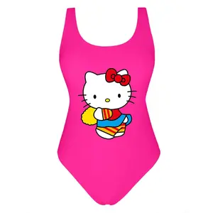 Sanrio Hello Kitty Women 200GSM Nylon One Piece Swim Suit UPF50+ Stretch Kawaii Beach Bathing Suit
