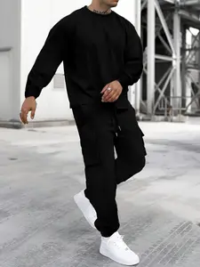 Men's LoungeWear, Casual Knit Fitted Long Sleeve Shirt and Long Pant Sets, Two Piece Loungewear, Suitable For Everyday Wear And Exercise, It Is Also An Ideal Choice For Leisure and Relaxation Or Going Out.