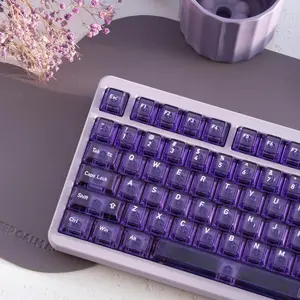 Frosted Translucent Keycaps Set, Purple  Clear 115  Cherry Profile Top Frosted 4-Sided High Transparency for 60-104 Key MX Mechanical Keyboards (Purple)