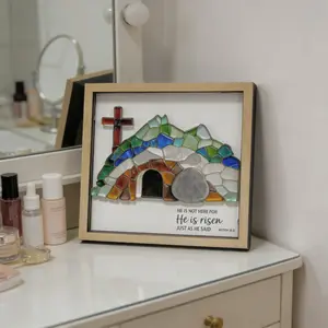 Stone House Photo Frame Desktop Decoration Home Office Living Room Table Ornament Handmade Craft Artwork