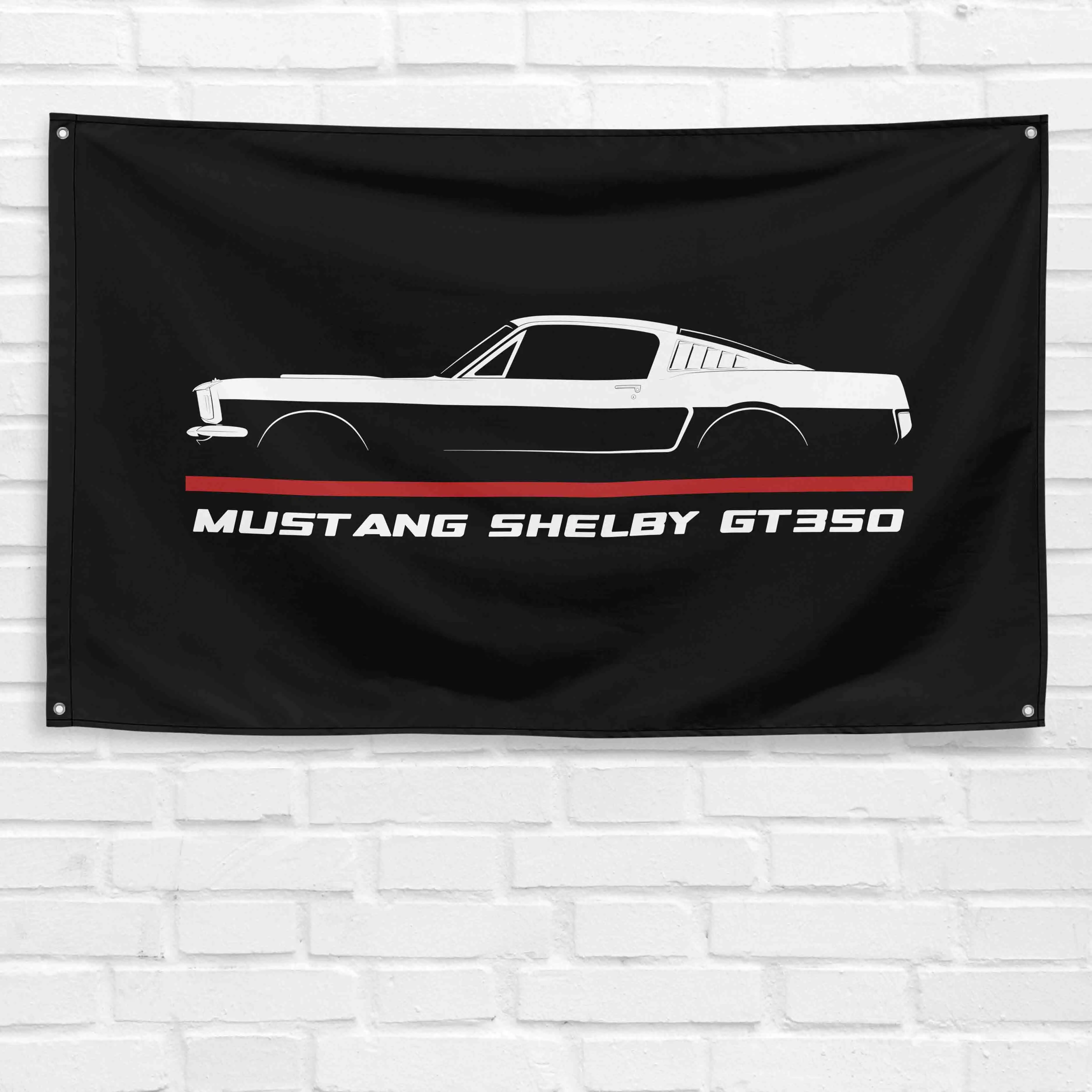 3x5ft Size Synthetic 1965-1966 Mustang Shelby GT350 Wall Hanging Flag, High Pigment Density Bold Print Car Graphic Banner, Decoration for Garage & Room Decorations (Home Festive Supply)