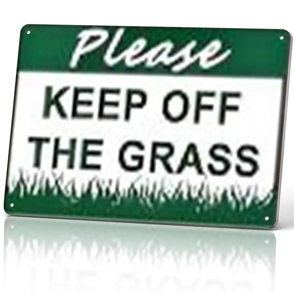 Please Keep Off The Grass Metal Sign 12x8 In Aluminum, Vintage Garden Safety Warning Tin Sign for Yard, Lawn, Public Area, Retro Keep Off Wall Art, 12x8 Inch Plaque