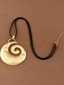 1pc Fashionable Boho Matte Gold & Silver Large Spiral Vortex Large Geometric Pendant 28" Wax Rope Necklace Suitable For Women's All Seasons Wear,Jewelry Gift For Friend