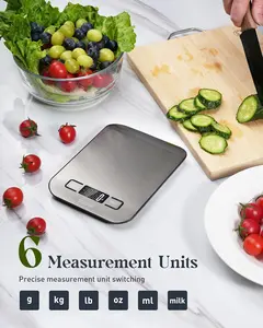Food Scale, 11Lb Digital Kitchen Scale with 6 Units LCD Display and Tare Function,Compact Design for Baking,Healthy Cooking,Meal Prep, 304 Stainless Steel Tcsxady