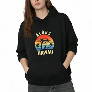 Beach Surfboard Hoodie – Aloha Hawaii Palm Island Long Sleeve
