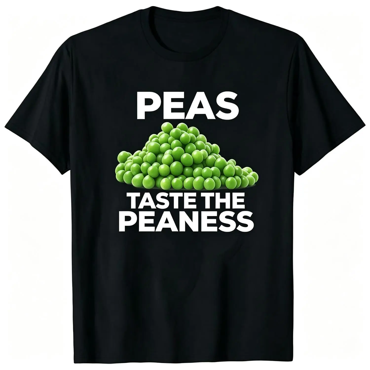 Men's Peas Taste The Peaness Funny Food Inspired Graphic Short Sleeve Crew Neck Casual T-Shirt Vegetable Humor Tee Casual Wear for Food Lovers