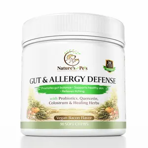 Nature’s Pets 2-in-1 Gut & Allergy Defense Chews | 30B CFU Probiotic | Itch Relief + Immune Support- herbal blend