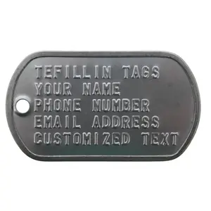 Tefillin Tags Custom Made Printed Metal Tags Personalized ID Tags for Tallit Bag Tallis Tefilin Tefilin Set