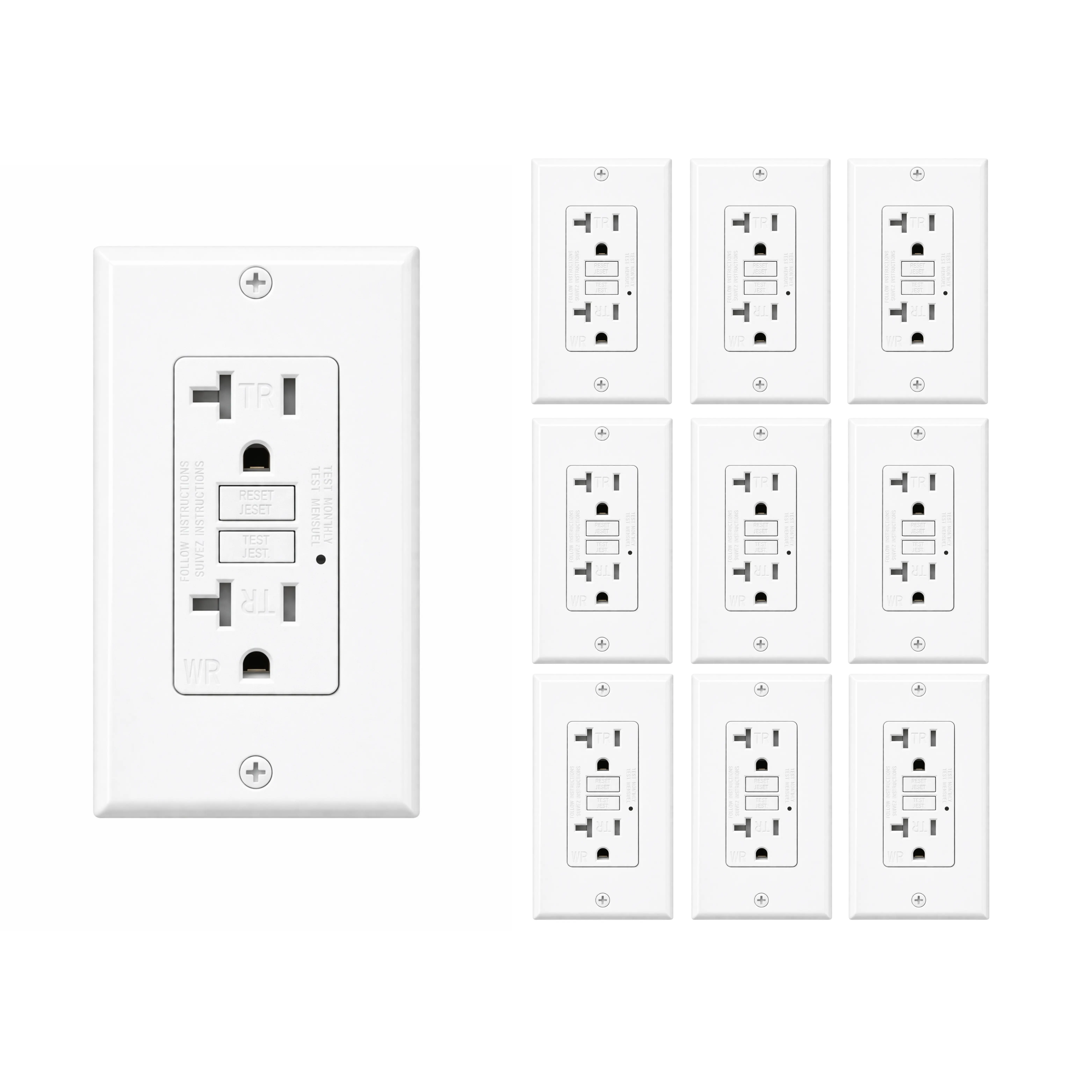 DECORA GFCI Outlet 20A 120V Self-Test Tamper-Resistant Weather-Resistant (10 Pack)
