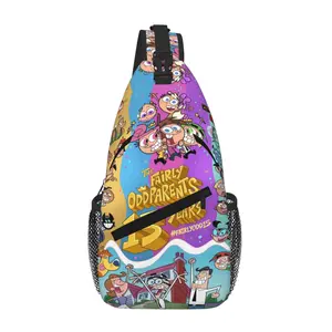 The Fairly Oddparents Chest Bag Full Print Crossbody Sling Pack with Zipper Lightweight Durable Water Resistant Ideal Gift for School Work Travel and Camping