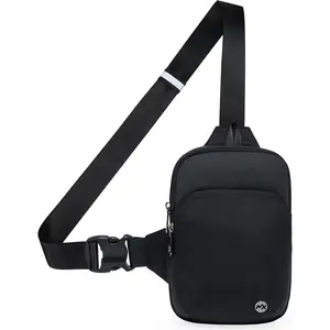 MAXTOP Small Sling Bag for Women Men, Crossbody Bag with Key Chain Black Fanny Pack for Traveling Running Walking