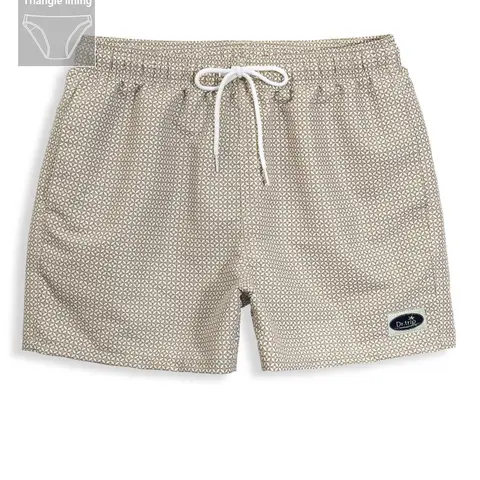 Men's Beach Shorts, Loose Fit Mesh Triangle Lining, Quick-Dry Swim Trunks, Swimming Shorts, Casual Three-Quarter Length, Breathable and Comfortable