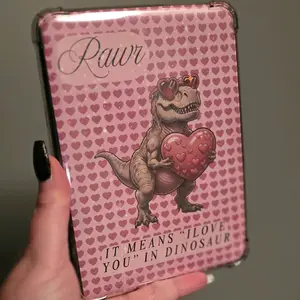 Pink Hearts Dinosaur RAWR I love you Kindle Case Insert