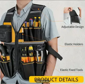 Reflective Electrician's Work Vest - Multifunctional, Wear Resistant & Tool Bag - Construction Safety