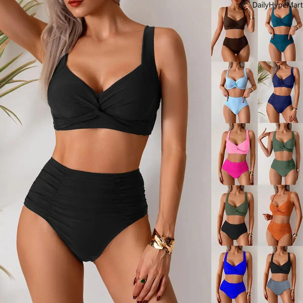 Women's 2-Piece High-Waisted Bikini Set 2026 - Tummy-Control, Push-Up, Supportive Swimsuit with Custom-Fit Straps, Ideal for Water Sports (Trending Tummy Control Swimwear)