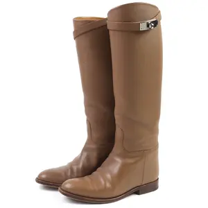 Pre-owned HERMÈS Calfskin Small Leather Goods Hermes Jumping Kelly Buckle Leather Boots