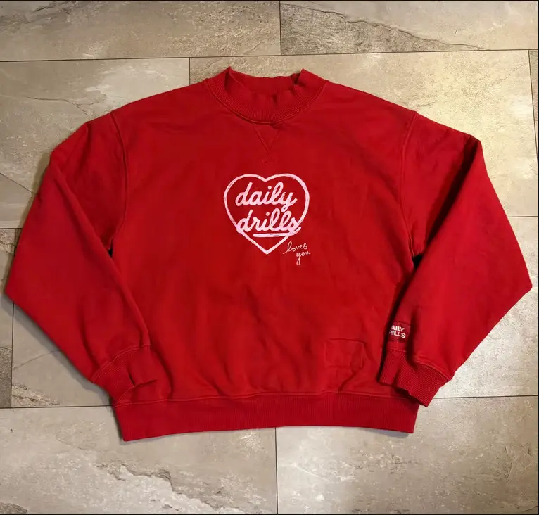 Daily Drills Limited Edition Sweatshirt, Parke Sweatshirt, Fleece Vintage Crew Mockneck in Vintage Red, Oversize Sweatshirt