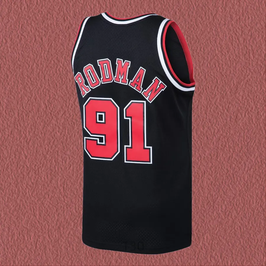 Dennis Rodman Men's Classic-Design Sleeveless stitched Retro Basketball Jerseys Black 1997-98 shirt