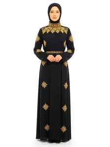Glamourous Abaya Big Rhinestone Black in Gold & Silver Belt with Crystal Strass All Seasons Fashionable Design