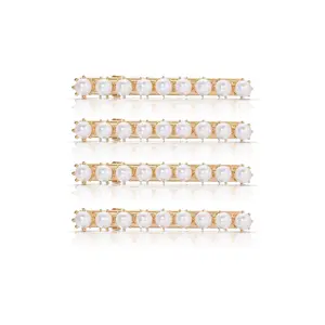 Diana Pearl Clip Set with Single Pearls on Gold-tone Buckle