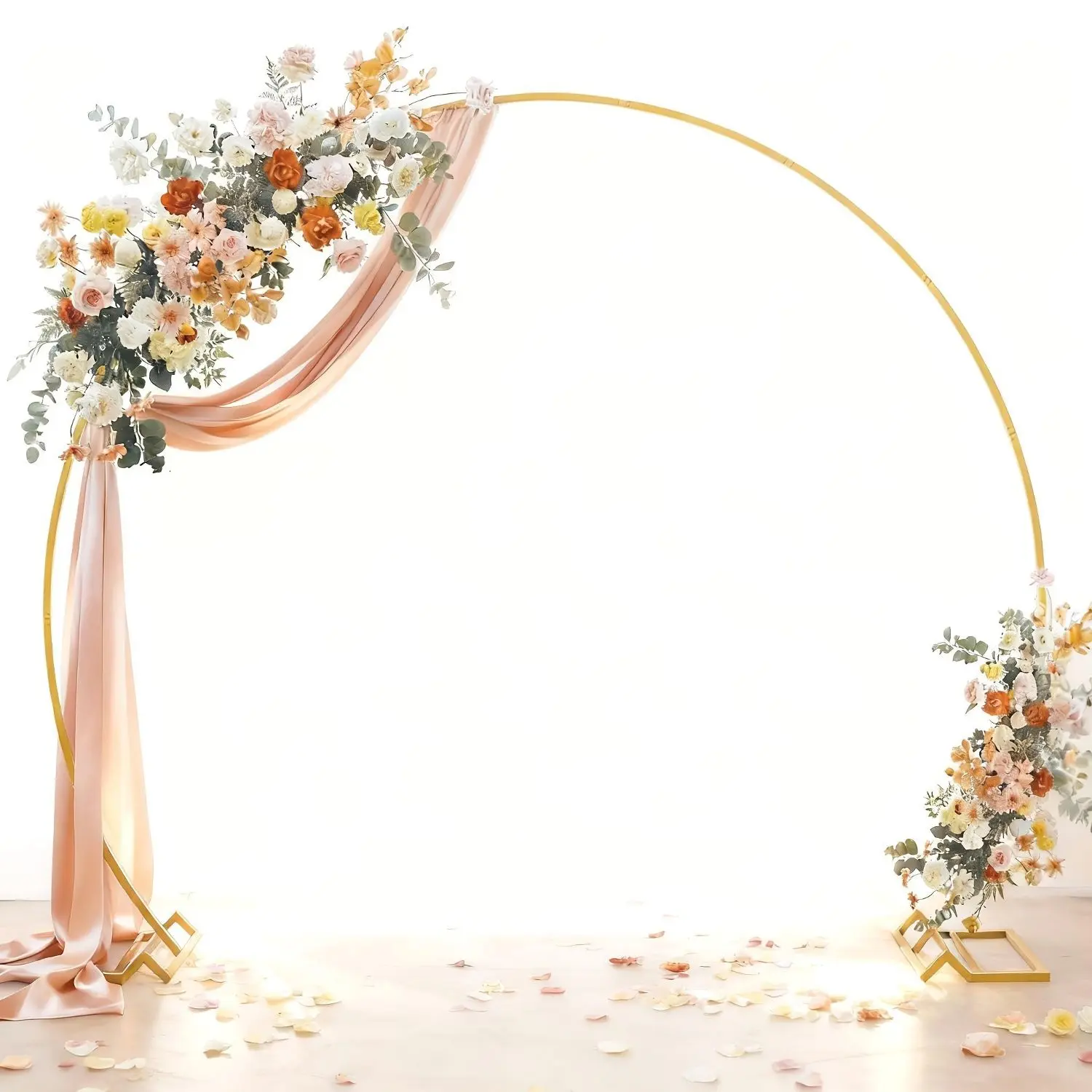 1/2 Pcs Premium Metal Round Wedding Arch Circle Backdrop Stand, Reusable Metal Circular Balloon Arch Kit - Photography Backdrop for Ceremony, Birthday Party, Shower, Wedding Anniversary, Graduation Decoration, Does Not Include Balloons