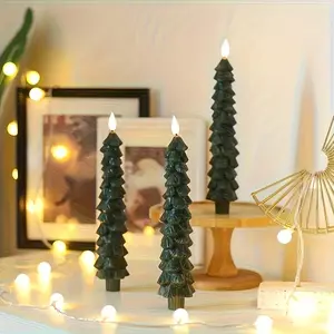 3/4 Pack Flickering Flameless LED Candles, Realistic Flame Effect Candle Lights, Safe Battery Powered Decor Ornaments for Christmas, Halloween, Dinner Party, Bedroom Home Decoration, Ideal Holiday Gifts