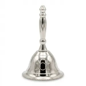 Triple Moon Altar Bell Silver-Tone Metal Miniature 5"