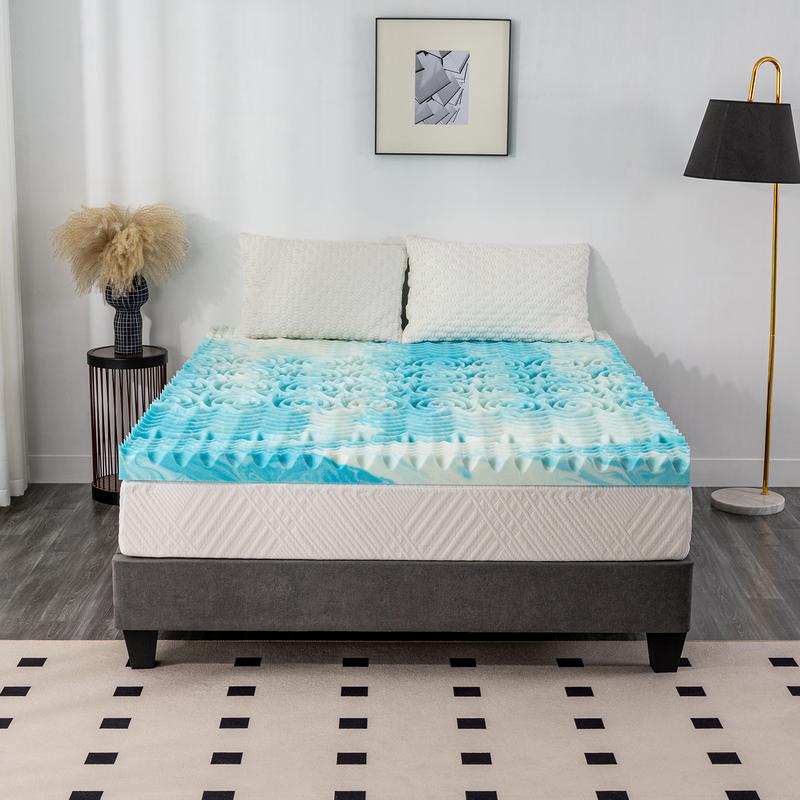 EGOHOME 5-Zone Memory Foam Mattress Topper,  Cooling Gel Infusion,  Enhance Your Sleep Quality, CertiPUR-US Certified Ergonomic Breathability Comfort Airflow Experience