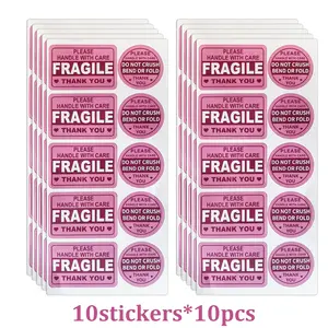 10 Sheets Set Fragile Item Warning Stickers, Easy-Break Labels for Shipping, Caution Tags for Sensitive Goods Protection, Self Adhesive Label, Sticker Packs