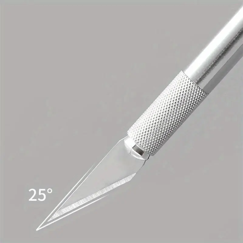 1 Pc Knife 5 Pcs Blade Blades Stainless Steel Blades Metal Blade Wood Carving Blade Replacement Surgical Scalpel Craft Tools High Precision Cutter Office Supplies
