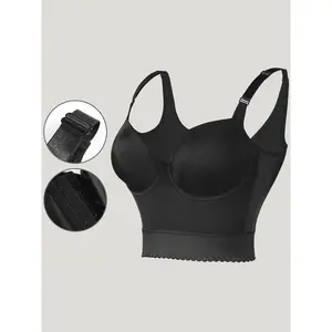 Women's Solid Adjustable Spaghetti Strap Push Up Bra, Scallop Trim Unlined Underwire Bra, Soft Comfortable Breathable Lingerie for All Seasons, Fall Wear, Fallfreshness