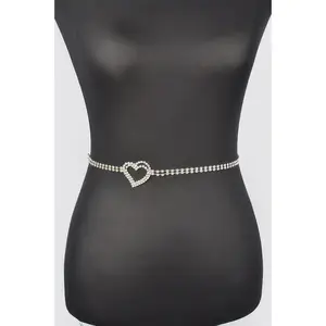 Rhinestone Heart Chain Belt