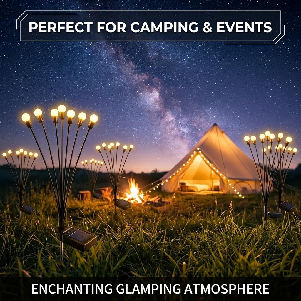 2-Pcs Solar Swaying Firefly Outdoor Lights - Waterproof Garden Decor for Pathway, Holiday, Gardens, with Festive Appeal, Ideal Gifts for Home Improvement Lighting Accessories